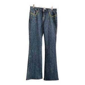 Cache Embellished Flare Denim Jeans | Size 6
